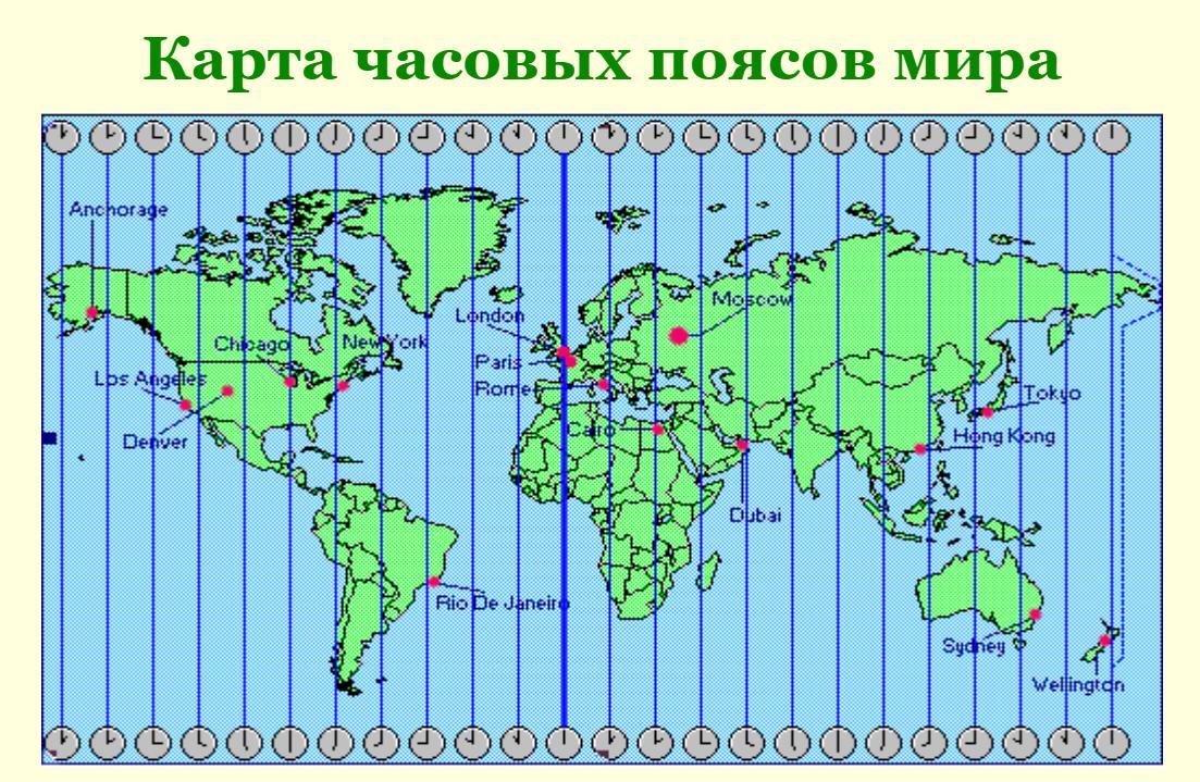 Северо курильск разница во времени. Часовые пояса по меридианам карта.